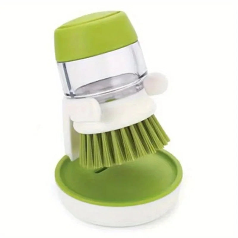 Brosse avec réservoir liquide vaisselle et support